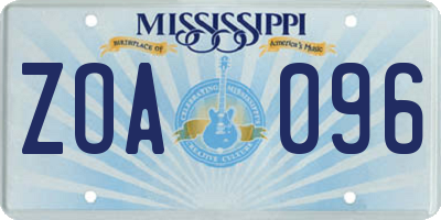 MS license plate ZOA096