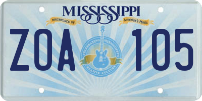 MS license plate ZOA105