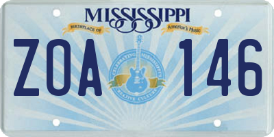 MS license plate ZOA146