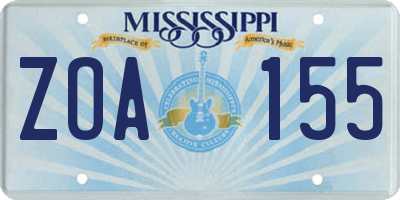 MS license plate ZOA155