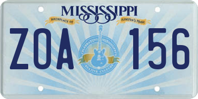 MS license plate ZOA156