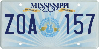 MS license plate ZOA157