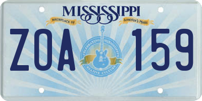 MS license plate ZOA159