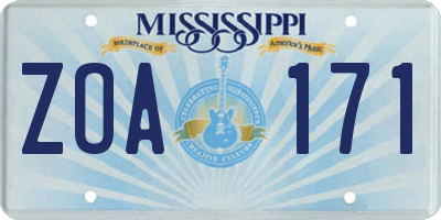 MS license plate ZOA171