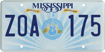 MS license plate ZOA175