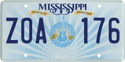 MS license plate ZOA176