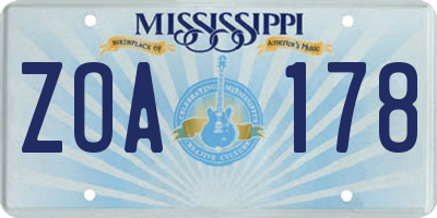 MS license plate ZOA178