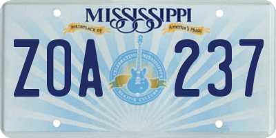 MS license plate ZOA237
