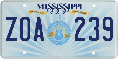 MS license plate ZOA239