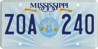 MS license plate ZOA240