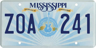 MS license plate ZOA241