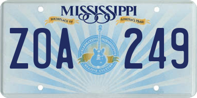 MS license plate ZOA249