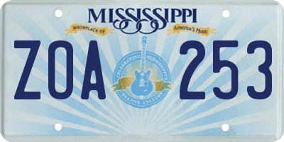 MS license plate ZOA253