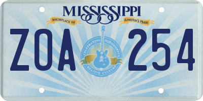 MS license plate ZOA254