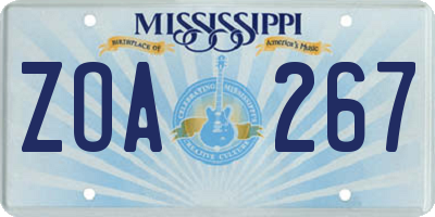 MS license plate ZOA267