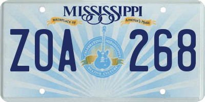 MS license plate ZOA268