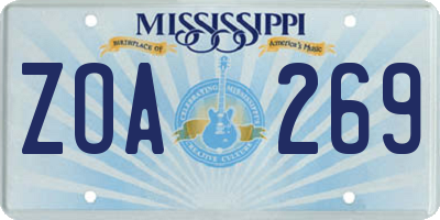 MS license plate ZOA269