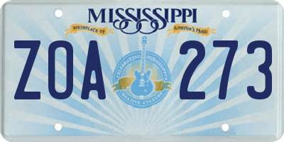 MS license plate ZOA273