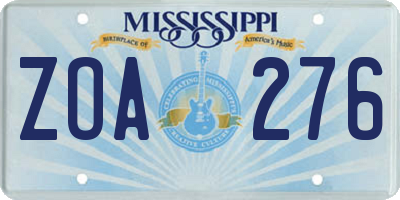 MS license plate ZOA276