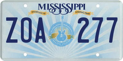MS license plate ZOA277