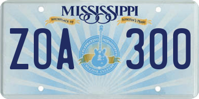 MS license plate ZOA300