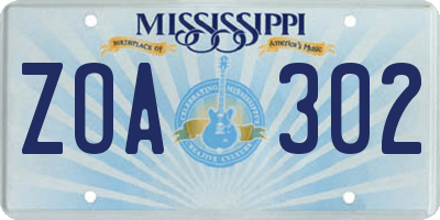 MS license plate ZOA302
