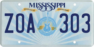 MS license plate ZOA303