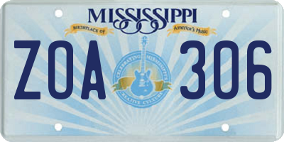 MS license plate ZOA306