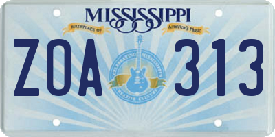 MS license plate ZOA313
