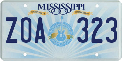 MS license plate ZOA323