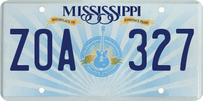 MS license plate ZOA327