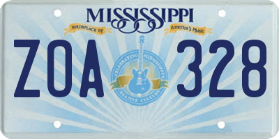 MS license plate ZOA328
