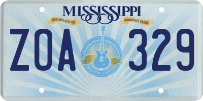 MS license plate ZOA329