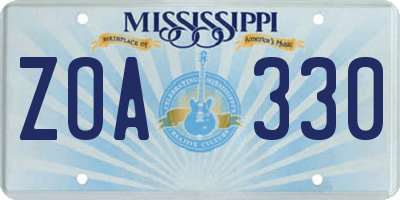 MS license plate ZOA330