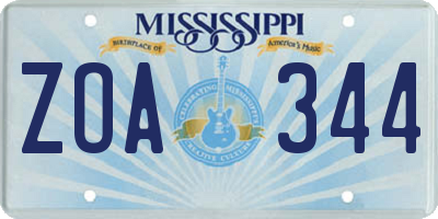 MS license plate ZOA344