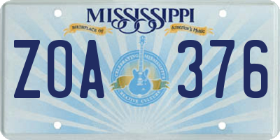 MS license plate ZOA376