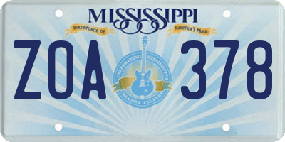 MS license plate ZOA378