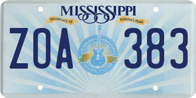 MS license plate ZOA383