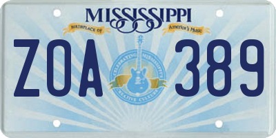 MS license plate ZOA389