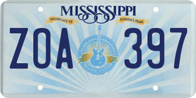 MS license plate ZOA397