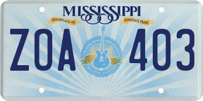 MS license plate ZOA403