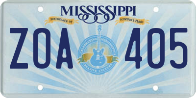 MS license plate ZOA405