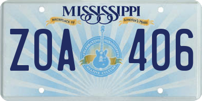 MS license plate ZOA406