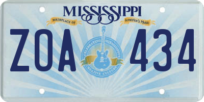 MS license plate ZOA434