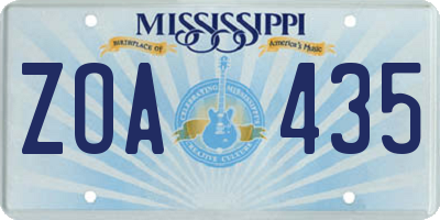 MS license plate ZOA435