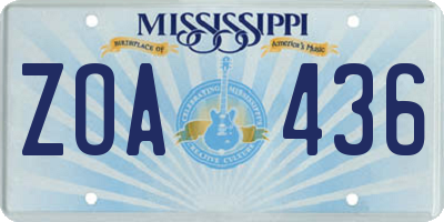 MS license plate ZOA436