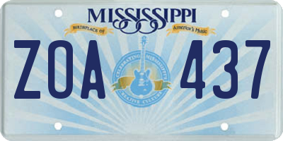 MS license plate ZOA437