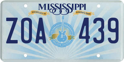 MS license plate ZOA439