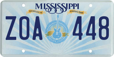 MS license plate ZOA448