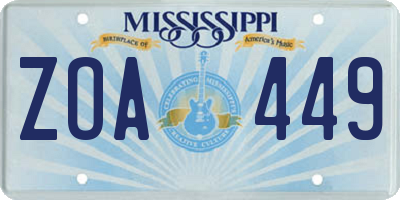 MS license plate ZOA449